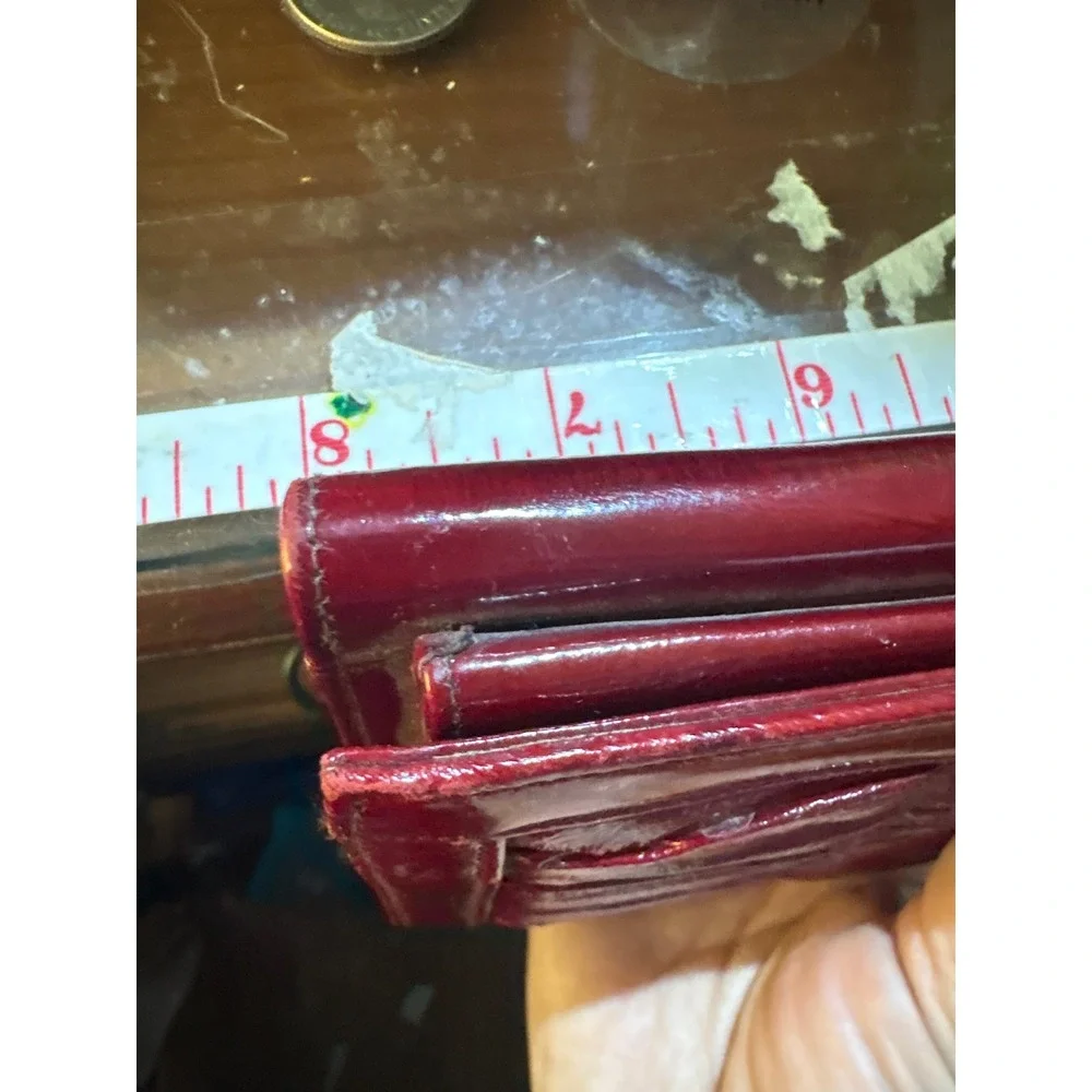 Unbranded Eel Skin Wallet Womens OS Trifold Burgundy Red Exotic Leather Vintage